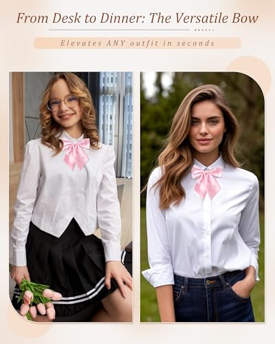Image of AWAYTR Ladies Adjustable Pre tied Bowtie - Solid Color Bow Ties for Women
