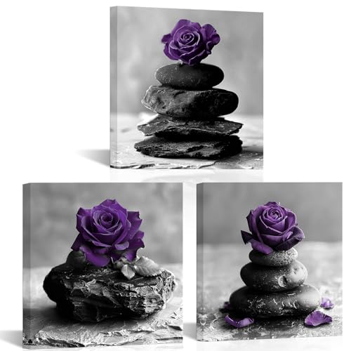 Nachic Wall Rose Flowers Wall Art Zen Stones Picture Canvas ...