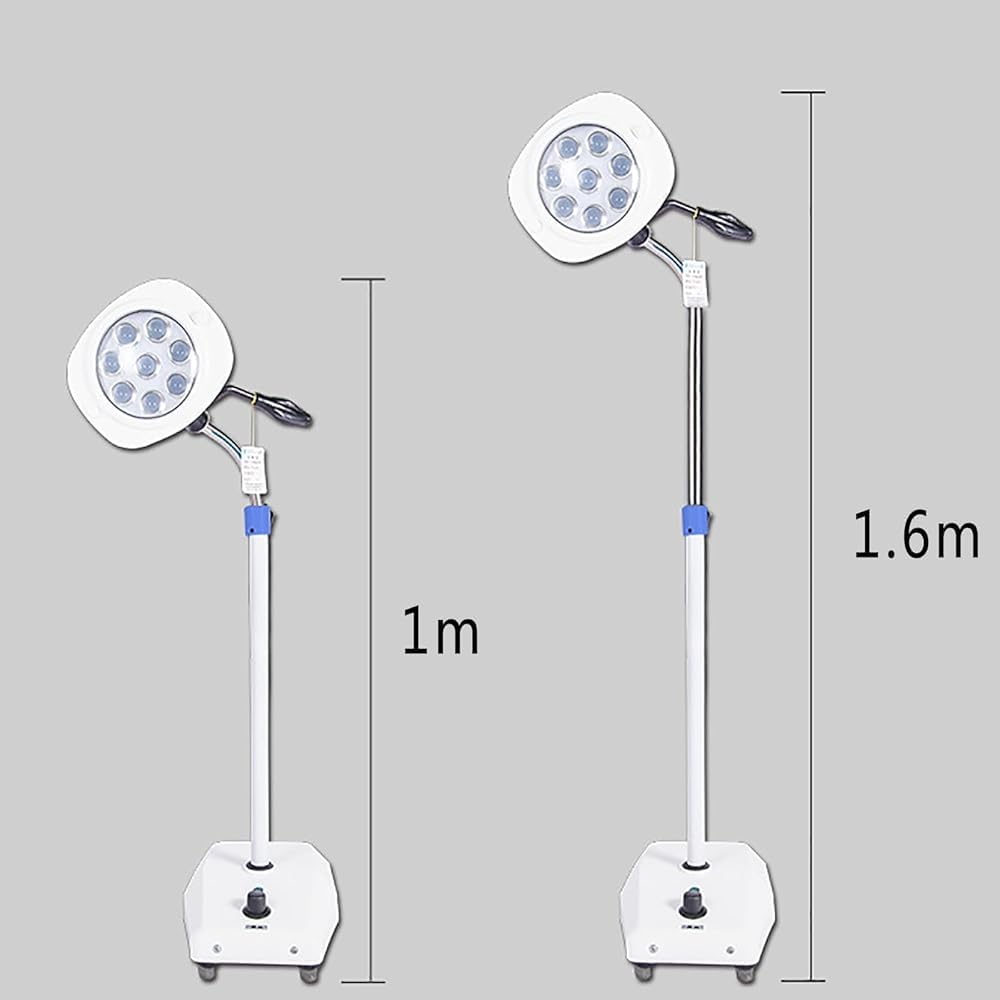 Lampada da Visita Medica a LED | Altezza Regolabile | Lampada da Terra Mobile Senza Ombre per ginecologia,Uso odontoiatrico,cliniche ambulatoriali e Procedure chirurgiche minori
