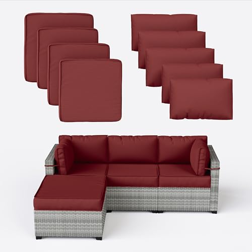 Kimunuk 9 Pcs Outdoor Patio Cushions Covers Replacement Sets, Covers Only