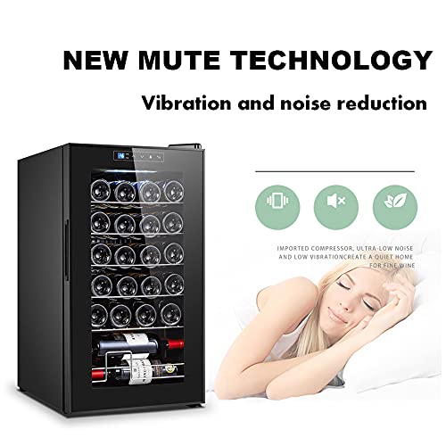 DINGYXIN Unabhängiger Weinkühler, thermostatischer elektronischer Weinschrank für 24 Flaschen, Weinkeller aus Edelstahl mit Glastür, digitaler Touchscreen-Steuerung und LED-Leucht