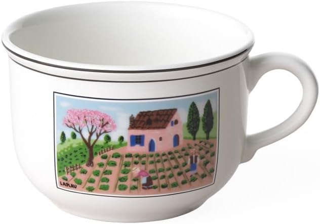 Villeroy & Boch Design Naif Collection Breakfast Cup, Coffee Mug, Charming Country Farm Scene, Premium Porcelain, Made in Germany, 5.25 x 4.25 x 3 in, 11 oz Capacity