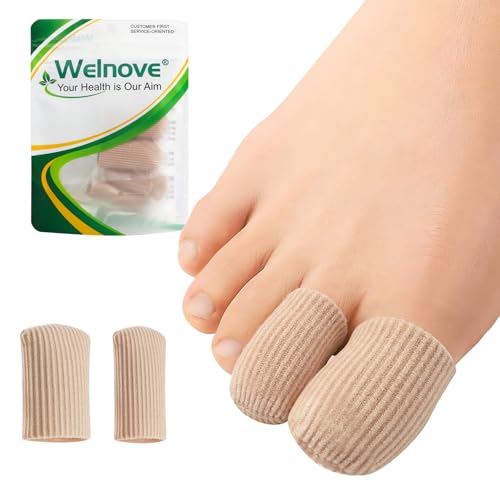 Image of Welnove Gel Toe Cap - 12 Pack Toe Protector for Women Men - Cushions and Protects to Cover Toes, Relief Toe Pain from Ingrown Toenails, Corns, Blisters, Hammer Toes (Multi-Size)