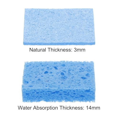 Image of MECCANIXITY 25PCS Soldering Sponge 50 x 35mm Rectangle Blue Cleaning Pad Welding Tip Iron Replacement for Cleaning Soldering Iron 3mm Natural Thickness 14mm Water Absorption Thickness