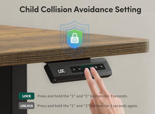 Image of FEZIBO 63 x 28 Inch Deeper Height Adjustable Electric Standing Desk with Double Drawers, Sit Stand Up, Home Office Computer Desk with 4 Height-Adjustable Feets & 2 Hooks, Black Frame /Rustic Brown Top