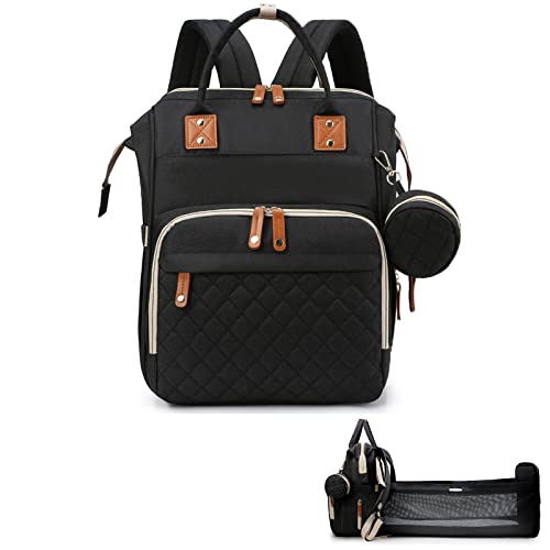 Image of Tandanic Diaper Bag Backpack, Baby Diaper Bag with Changing Station, Mommy Bag Travel Multifunction Foldable Large Diaper Bags with Changing Pad for Unisex Baby Girl Boy(Black)