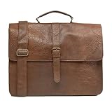 maletín 15 pulgadas: Estilo Hombre de Negocios Bolsa de Cuero de la Cartera de múltiples Funciones de la Manera Ocasional Viajes Billetera de Hombre (Color : Brown, Size : S)