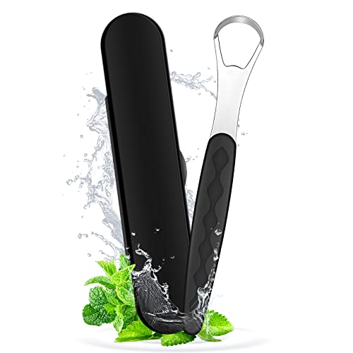 Ammon Tongue Scraper Stainless Steel Toungescrapper Tongue Cleaner Scraper For Adults And Kids Metal Tongue Scrapers For Fresh Breath And Clean Mouth Reduce Bad Breath Maintain Oral Hygiene（Black） #TOP10