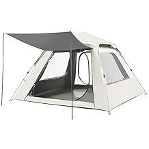 3-5 Person Camping Tent with Foyer, Pop Up Fast Pitch Tent Grea, Waterproof Windproof for Outdoor Picnic Hiking GlampingWhite Silver Coated,5-8 People Tent
