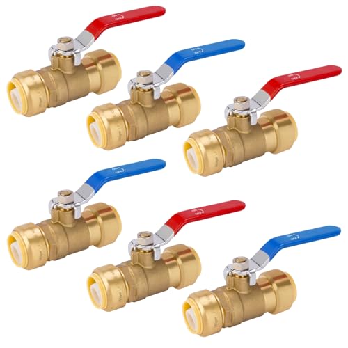 6 PC HeSun 3/4" Push Fit Ball Valve, Water Shut-off(PF-VALVE011-6)