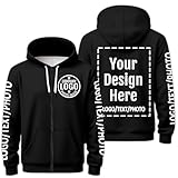 Custom Zip Up Hoodie for Men Add Logo Text Photo Custom Personalized Hoodies Design Your Own Jacket Sweatshirt, X-Small,