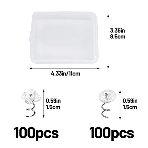 Image of Lunarm 200pcs Upholstery Tacks Clear Heads Twist Pins 0.59 inches | 2 Styles Upholstery Tacks for Furniture, Bedskirt, Slipcovers, Seat Covers, Leather, Cloth and Other Fabric with Box