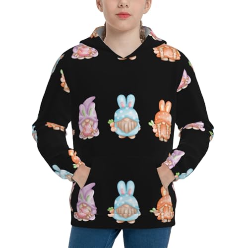 Happy Easter Gnomes Kids Pullover Hoodies Boys Sweatshirts Girls Athletic Clothes with Pocket