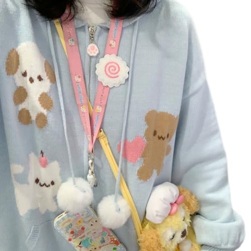 Women's Japanese Kawaii Small Animal Embroidered Zipper Knitted Cardigan Hooded Y2K Jacket top3