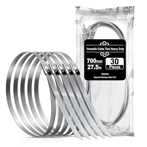 Bridas Metálicas De Acero Inoxidable 30 Piezas 700×10mm，Bridas Para Cables，Tuberías，Cercas,Multiusos Con Sistema Antideslizante Deecam Bridas Acero Inoxidable 304