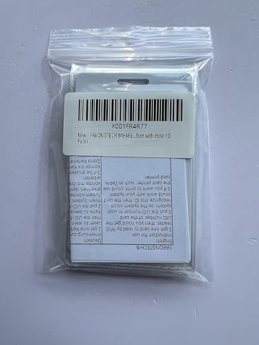 YARONGTECH-13.56MHZ ISO 14443A Blank White Printable RFID 1K chip Plastic NFC Card,ic RFID Card (White with Hole 10 Pack)