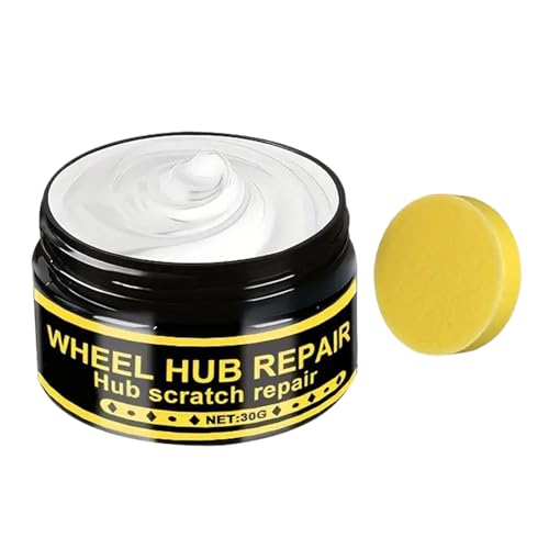 ホイール傷修復キット - 車の修復用リム研磨ワックス |金属スワールリムーバー、ファインバフコンパウンドと簡単アプリケーターパッド付き、クロームアルミニウム自動車トラックドアバンパー用, 1.57x1.97インチ