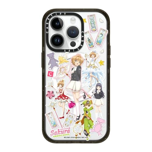 CASETiFY �C���p�N�g iPhone 14 Pro �P�[�X [MagSafe�Ή�/���^ �y��/�ϏՌ�/Cardcaptor Sakura Co-lab] - �N���A �u���b�N - Cardcaptor Sakura Stickermania Case