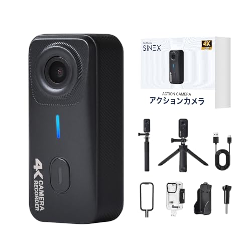 SINEX 4Kアクションカメラ ウェアラブルカメラ 小型 38g超軽量 手ぶれ補正 ビデオカメラ 長時間録画 広角レンズ スマホ連携 Wi-Fi接続＆専用アプリ対応 自転車・バイク・旅行・Vlog ・ペット撮影用 SARGOシリーズ G10+ (ブラック)