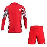 2BOLD Kids Rash Guard Set (US, Alpha, X-Small, Regular, Regular, Red)