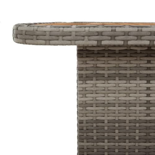 KNERPWD Poly Rattan Acacia Wood Outdoor Garden Table, 80x80x71 cm Dining Table for Patio, Adjustable Lift-Top Coffee with Steel Frame, Grey - Image 8