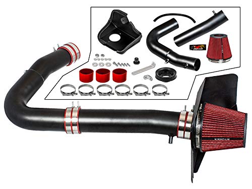 RTUNES RACING BLACK PIPE HEAT SHIELD COLD AIR INTAKE + FILTER Compatible For Dodge 11-21 Challenger/Charger/11-21 300/14-15 300C 3.6L V6