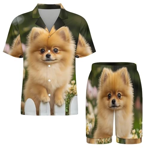 Funny Pomeranian Dog Mens Pajamas Set Short Sleeve Sleepwear Summer Pjs Sets 2 Piece Loungewear Nightwear3