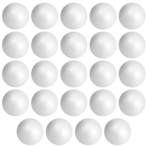 Juvale 3-Inch Foam Balls for Crafts - Smooth Foam Balls for Painting, Easy-to-Cut Craft Supply & Educational Classroom Supply - 3 in, Pack of 24, White