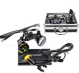 3.5×420mm Surgical Medical Binocular Loupes Optical Glasses with Filter 3W LED Headlight Lamp + Aluminum Box for Dental, Surgical, Jeweler, or Hobby | Adjustable Pupil Distance (Black)