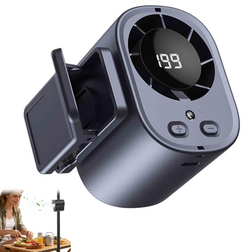 Ventilador de aire acondicionado con clip para coche con pantalla LED, rotación de 360°, 199 velocidades ajustables, portátil, recargable, USB, mini ventilador de refrigeración personal para coche