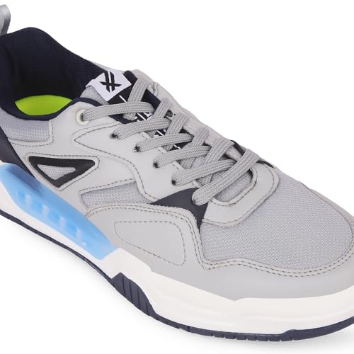 Image of Liberty LEAP7X LORDSTEP-E Casual Shoes for Men - White & Light Grey Lace-Up Sneakers | Memory Foam Cushioned Insole, Lightweight Sneakers for Office, College, Smart-Casual & Everyday Use