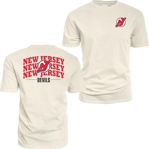 New Jersey Devils NHL Officially Licensed T-Shirt Ringspun Front/Back Fury Ivory, X-Large