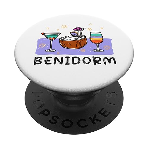 Benidorm Vacation Beach PopSockets Swappable PopGrip, Black