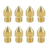 Aokin 8 Pcs 0.2mm MK8 Extruder Nozzles 3D Printer Nozzles for Creality Ender 3/3 Pro/3 V2, Ender 5/5 Pro, CR-10/10S, Makerbot, Anet A8 3D Printer