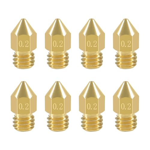 Aokin 8 Pcs 0.2mm MK8 Extruder Nozzles 3D Printer Nozzles
