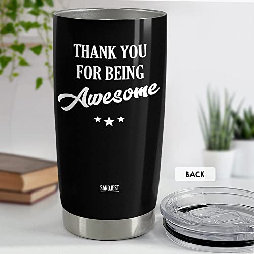 Sandjest Thank You For Being Awesome Tumbler Gift Set - Birthday, Christmas, Appreciation Inspirational Gifts For Women, Men, Coworkers - 20Oz Stainless Steel Insulated Coffee Travel Mug #TOP3
