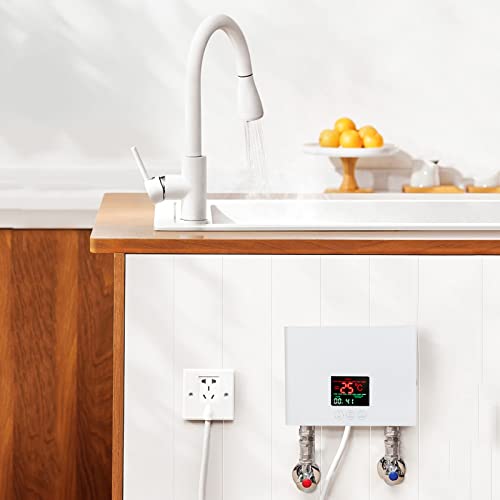 Instantaneous Water Heater 3000W 110V, Mini Electric Tankless, Variable Frequency Constant Temperature And Rapid Heating, With Remote Control, For Small Places, Such As Kitchen And Bathroom (White) #TOP6