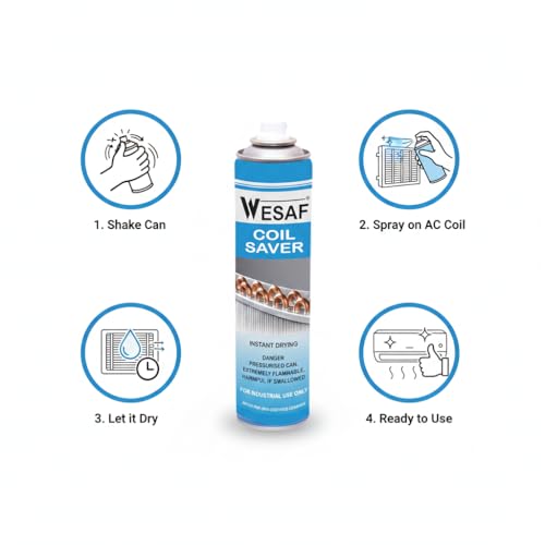 Image of Wesaf AC Coil Coating Spray Blue 300g | Coil Saver Spray | Anti-Rust and Anti-Corrosion Protector for Condenser and Evaporator Coils, Fast Drying, Leak Proof (Grade-4264)