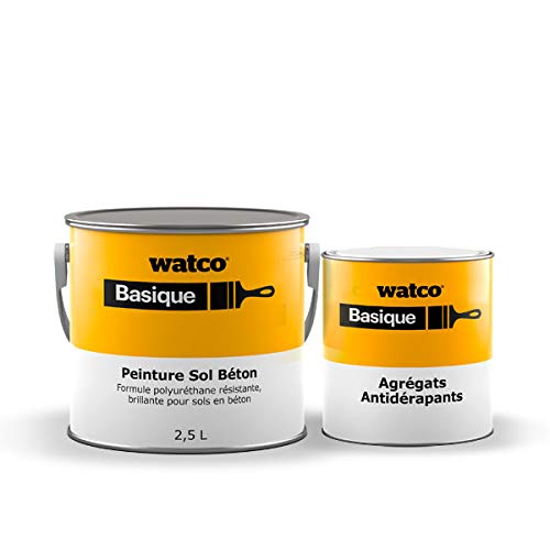 Watco Basique Peinture Sol Béton Antidérapante Polyuréthane Résistante pour Intérieur (2,5L, Gris Clair) Cover