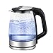 Produktbild Slabo Wasserkocher Kettle Glas mit LED-Beleuchtung, 2200 Watt | 1,7 Liter, geräuschlos - schwarz | Silber
