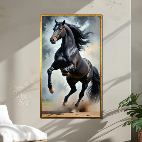 Art mural équestre étalon noir impression sur toile premium