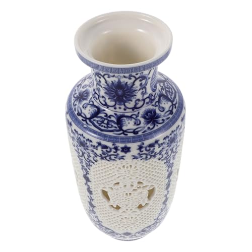 紺色 陶器製 花瓶 蝶と花の装飾 紺色 陶器製 花瓶 蝶と花の装飾 紺色 陶器製 花瓶 蝶と花