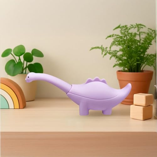 Image of Silicone Spoon for Baby, Purple Toddler Feeding Spoon, Silicone Kids Spoon with Dinosaur Case, 1 Pc, Travel Friendly Mealtime Utensil, Daily Feeding Essential
