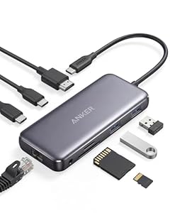 Anker 555 USB-C Docking Hub (8-in-1) PowerExpand Adapter, 85W Power Delivery, 4K 60Hz HDMI,10Gbps USB-C & 2 USB-A Datenports, Ethernet-Port, microSD & SD Speicherkartenleser, für MacBook Pro und mehr