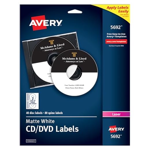 Avery CD Labels, Print to The Edge, Permanent Adhesive, 40 Disc Labels and 80 Spine Labels (5692)