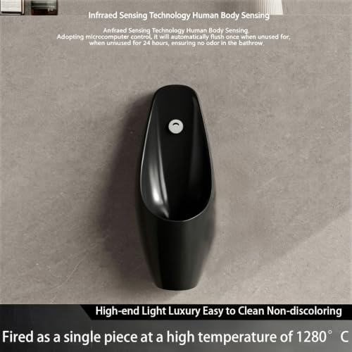 Urinal para hombres de pared, sin agua, acabado mate negro, con sensor o descarga manual para baño o garaje (manual, 66 cm / 26 pulgadas) miniatura 3