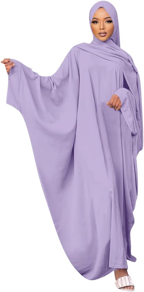 Women Islamic Muslim Abaya Dress Loose Full Cover Abayas Kaftan Dubai Maxi Robe with Hijab