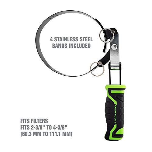 Oemtools 87116 4-In-1 Swivel Oil Filter Wrench, Oil Filter Wrench Set Heavy Duty, Fits Filters Sized 2-3/8" To 4-3/8" In Diameter, Green And Black #TOP1