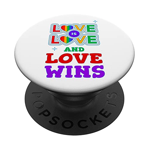 Love Wins Lesbian Gay Pansexual Transgender Queer LGBTQ Ally PopSockets Swappable PopGrip, Black