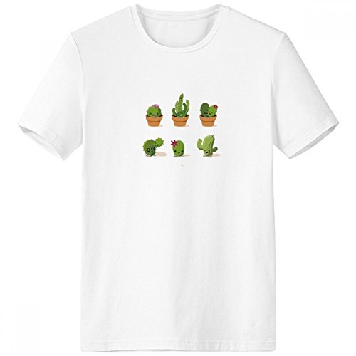 T-shirt blanc homme col ras du cou anti-frottement motif Cactus en S